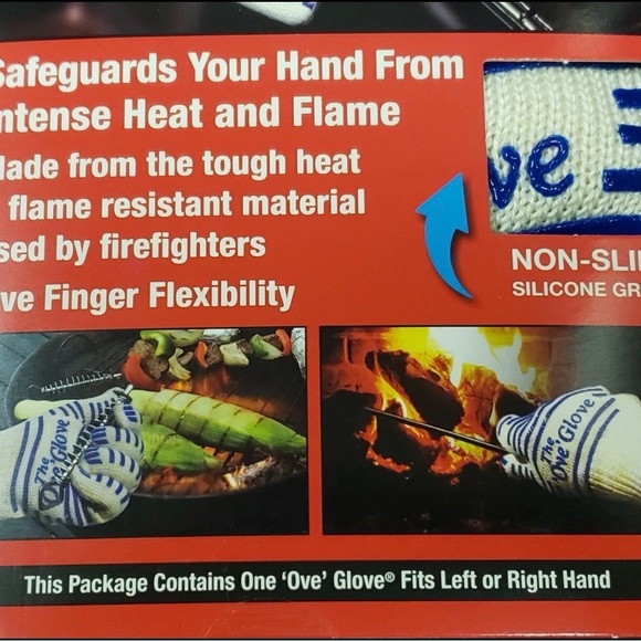 Heat & Flame Resistant Oven Glove - White with Blue - Picture 7 of 8